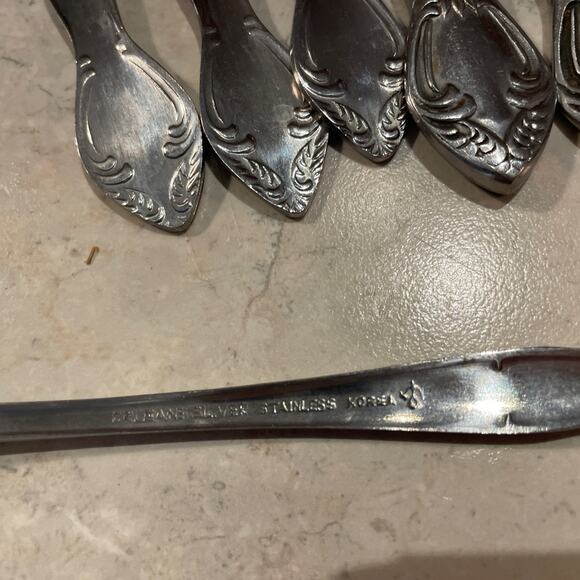 Vtg Orleanes Silver Stainless Korea Lot 4 Knives 4 Ice Tea Rose Pattern - Picture 6 of 6